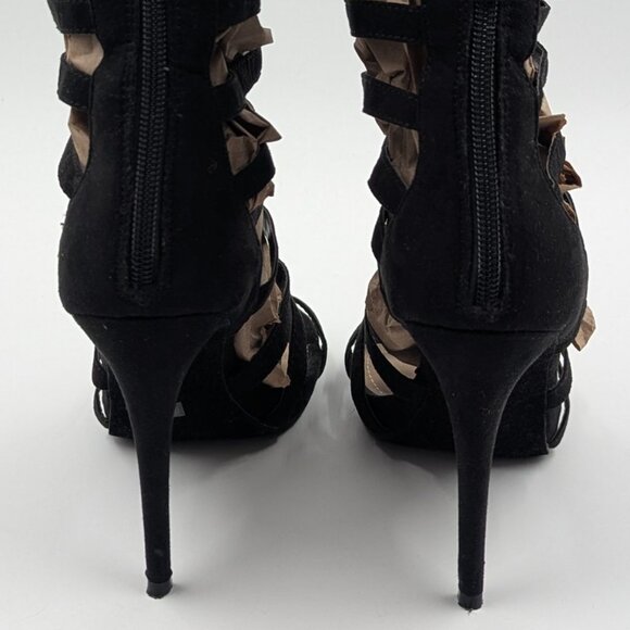DIBA Black Velvet Strappy Gladiator Stiletto Sandals, Size 7.5M - NEVER WORN - Picture 3 of 7